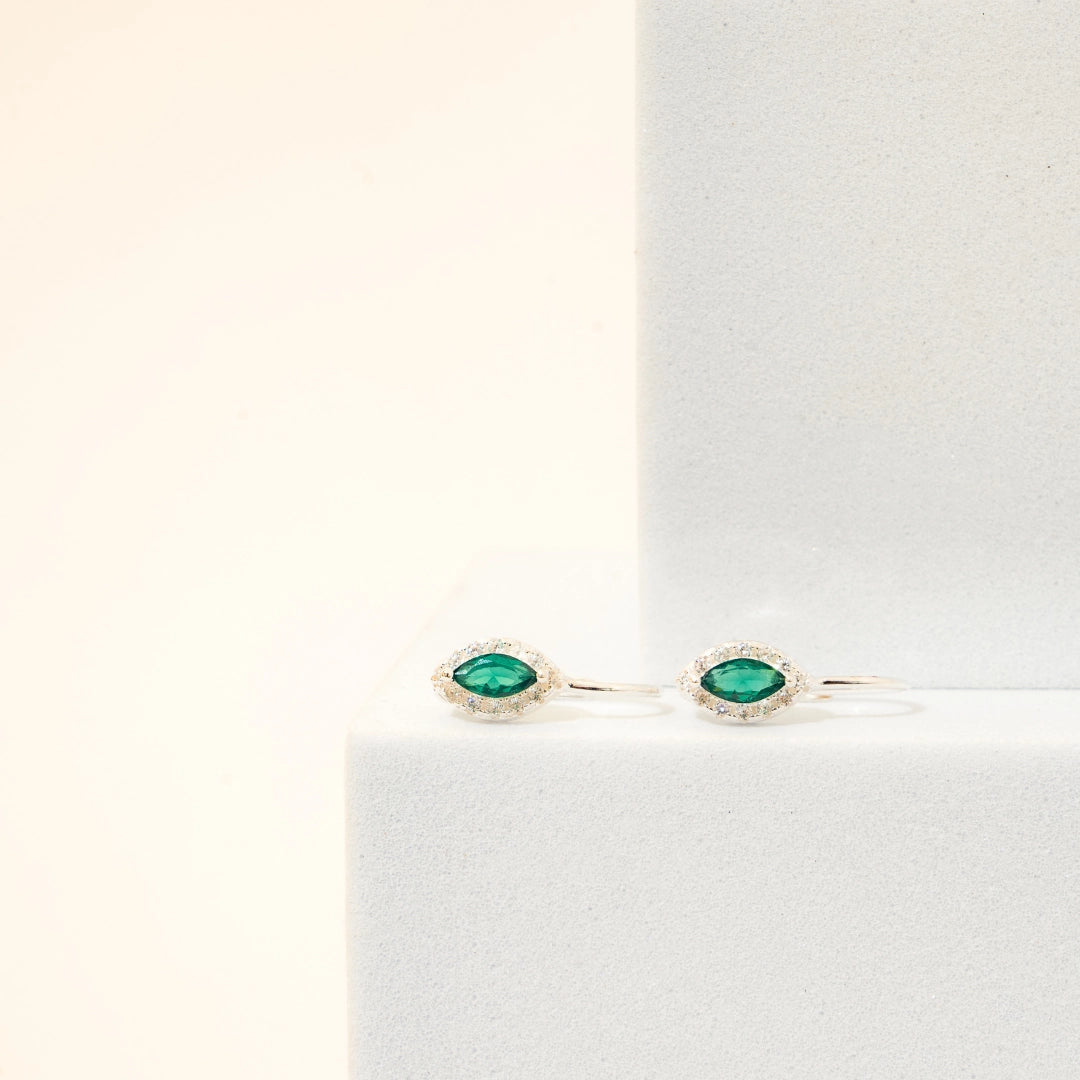 ARETES DUQUESA VERDE - PLATA LEY 925