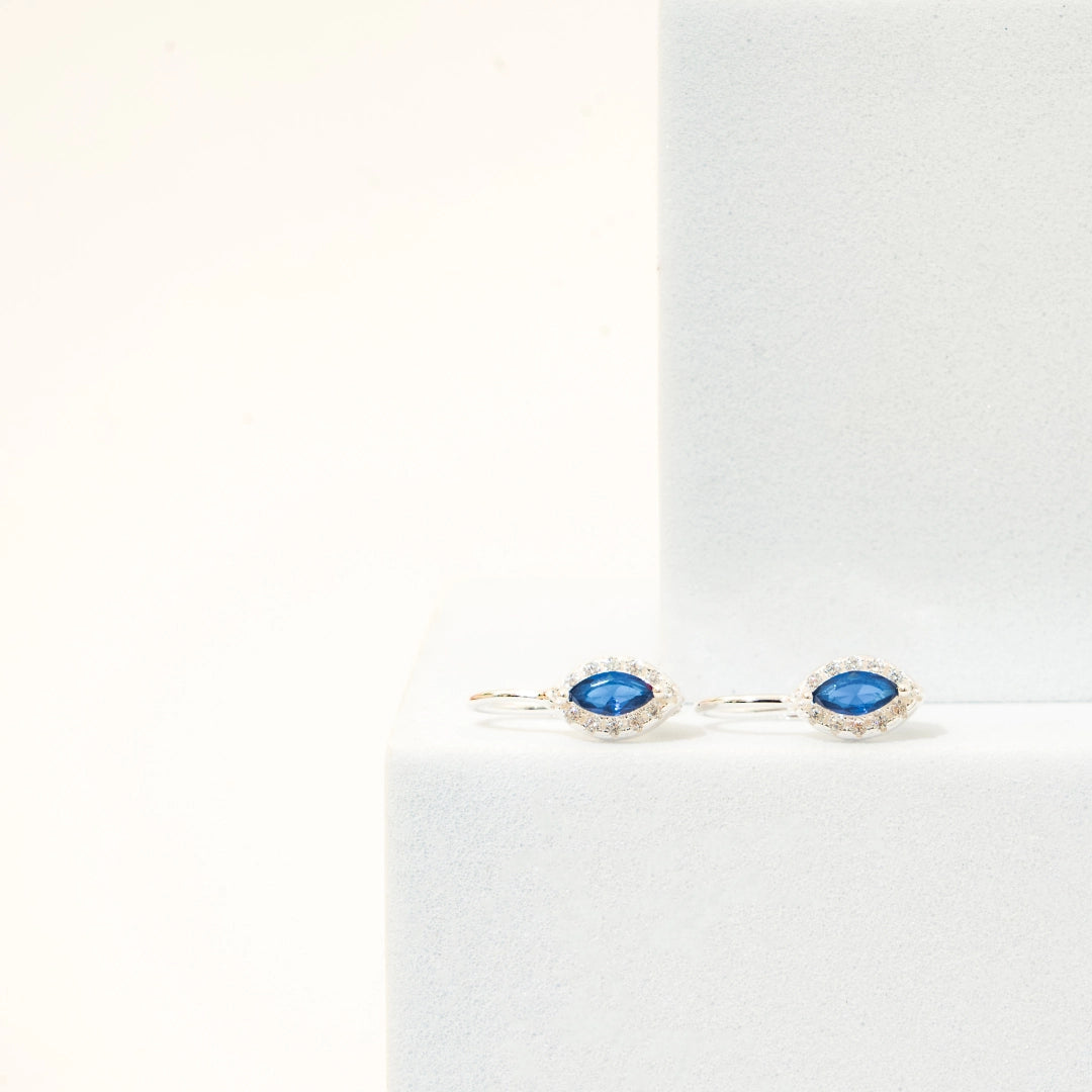 ARETES DUQUESA AZUL - PLATA LEY 925